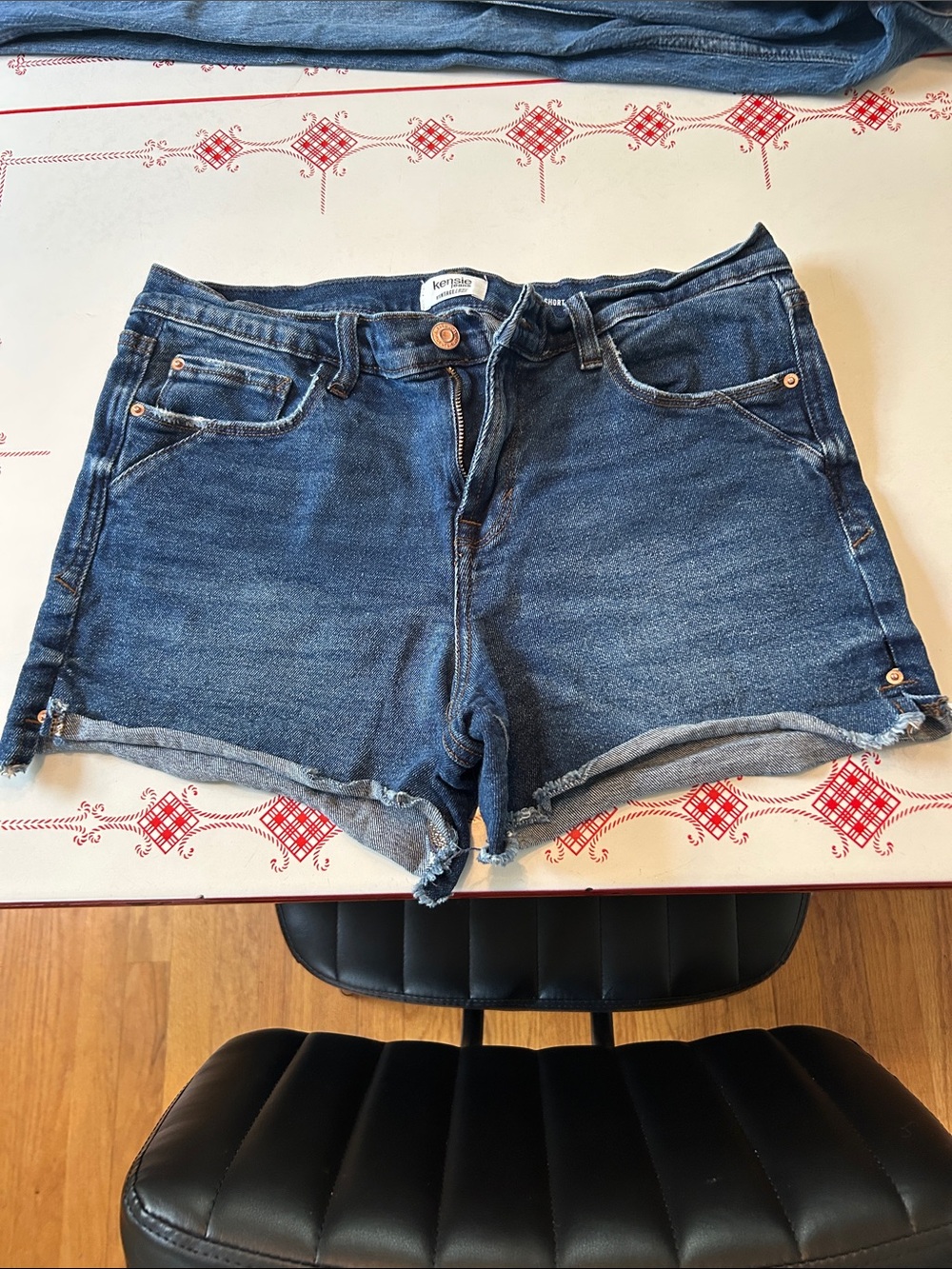 Kensie Women's Dark Blue Denim Cutoff Shorts